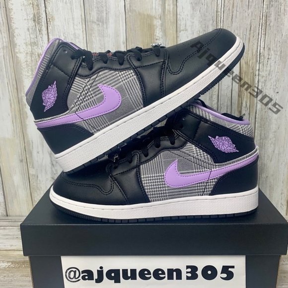 Air Jordan 1 Mid GS houndstooth - Picture 2 of 6